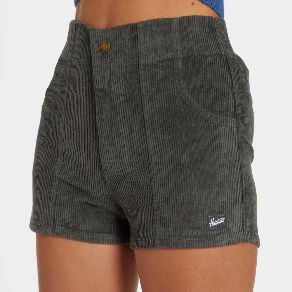 Hammies Grey High Waist Corduroy Shorts - Retro Summer - Stretch - Size 30